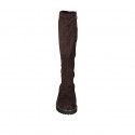 Woman's boot with half zipper in brown suede and elastic material heel 3 - Available sizes:  33, 34