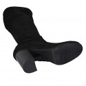 Woman's boot with half zipper in black suede and elastic material heel 8 - Available sizes:  32, 42, 43