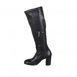 Bottes pour femmes avec demi fermeture éclair en cuir et matériau elastique noir talon 8 - Pointures disponibles:  43 2