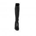 Woman's boot with half zipper in black leather and elastic material heel 8 - Available sizes:  32, 33, 43