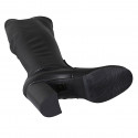 Woman's boot with half zipper in black leather and elastic material heel 8 - Available sizes:  32, 33, 43