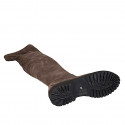 Bottes au dessus de genou pour femmes en daim et matériau elastique taupe avec demi fermeture éclair talon 3 - Pointures disponibles:  43