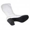 Woman's boot in white elastic material and patent leather with half zipper heel 8 - Available sizes:  42, 44