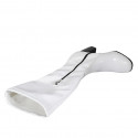 Stivale da donna in vernice naplak ed elasticizzato bianco con mezza cerniera tacco 8 - Misure disponibili: 42, 44