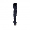 Woman's over-the-knee boot in blue suede and elastic material with half zipper heel 3 - Available sizes:  33
