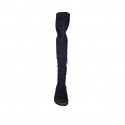 Woman's over-the-knee boot in blue suede and elastic material with half zipper heel 3 - Available sizes:  33