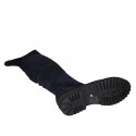 Woman's over-the-knee boot in blue suede and elastic material with half zipper heel 3 - Available sizes:  33
