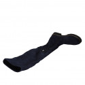 Woman's over-the-knee boot in blue suede and elastic material with half zipper heel 3 - Available sizes:  33