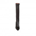 Bottes à bout pointu pour femmes avec fermeture éclair en cuir brun talon 8 - Pointures disponibles:  32