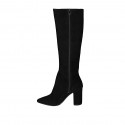 Botas puntiagudos para mujer en gamuza negra con cremallera tacon 8 - Tallas disponibles:  43