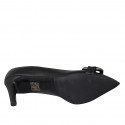 Zapato de salon para mujer en piel negra con cadena tacon 8 - Tallas disponibles:  32, 33, 42, 43