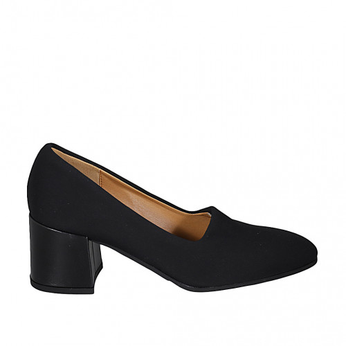 Woman's highfronted shoe in black elastic fabric heel 5 - Available sizes:  31, 32, 33, 34
