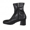 Woman's ankle boot in black leather and elastic material with zipper heel 6 - Available sizes:  33, 42, 43, 44