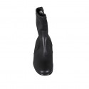 Woman's ankle boot in black leather and elastic material with zipper heel 6 - Available sizes:  33, 42, 44