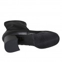 Bottines pour femmes en cuir et matériau élastique noir avec fermeture éclair talon 6 - Pointures disponibles:  42, 44