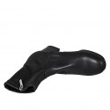 Woman's ankle boot in black leather and elastic material with zipper heel 6 - Available sizes:  33, 42, 44
