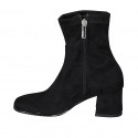 Woman's ankle boot with zipper in black elastic material and suede heel 6 - Available sizes:  34