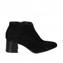 Woman's low ankle boot with zipper in black suede heel 6 - Available sizes:  34, 42, 45