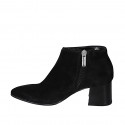 Woman's low ankle boot with zipper in black suede heel 6 - Available sizes:  34, 42, 45