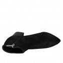 Botines bajos con cremallera para mujer en gamuza negra tacon 6 - Tallas disponibles:  34, 42, 45