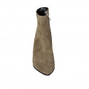 Woman's pointy ankle boot with zipper in beige suede heel 6 - Available sizes:  42