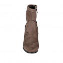 Woman's ankle boot with zipper in taupe elastic material and suede heel 8 - Available sizes:  42, 43