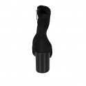 Woman's ankle boot with zipper in black elastic material and suede heel 8 - Available sizes:  43