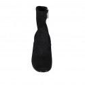 Botines para mujer con cremallera en gamuza y material elástico negro tacon 8 - Tallas disponibles:  42, 43