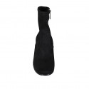Woman's ankle boot with zipper in black elastic material and suede heel 8 - Available sizes:  43