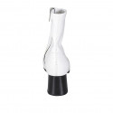 Botines para mujer en charol y material elastico blanco con cremallera tacon 6 - Tallas disponibles:  42, 43