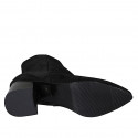 Botines a punta para mujer con cremallera en gamuza negra tacon 6 - Tallas disponibles:  42, 45