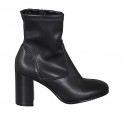 Woman's ankle boot in black elastic material and leather with zipper heel 8 - Available sizes:  42, 43