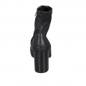 Bottines pour femmes en cuir et matèriau elastique noir avec fermeture éclair talon 8 - Pointures disponibles:  42, 43