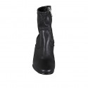 Botines para mujer en piel y materal élastico negro con cremallera tacon 8 - Tallas disponibles:  42, 43