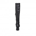 Woman's boot with half zipper in black leather and elastic material heel 6 - Available sizes:  43