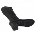 Woman's boot with half zipper in black leather and elastic material heel 6 - Available sizes:  43