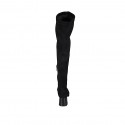 Woman's over-the-knee boot in black elastic material and suede with half zipper heel 6 - Available sizes:  32, 33, 43