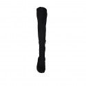 Bottes au dessus de genou pour femmes en daim et matériau elastique noir avec demi fermeture éclair talon 6 - Pointures disponibles:  32, 33, 34, 43