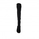 Woman's over-the-knee boot in black elastic material and suede with half zipper heel 6 - Available sizes:  32, 33, 43