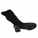 Stivale sopra al ginocchio da donna in camoscio ed elasticizzato nero con mezza cerniera tacco 6 - Misure disponibili: 32, 33, 34, 43