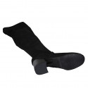 Woman's over-the-knee boot in black elastic material and suede with half zipper heel 6 - Available sizes:  32, 33, 43