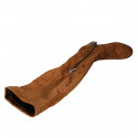 Botas sobre la rodilla para mujer en gamuza y material elastico brun claro con media cremallera tacon 8 - Tallas disponibles:  34, 42