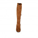 Bota para mujer con media cremallera en material elastico y gamuza brun claro tacon 6 - Tallas disponibles:  33, 34, 42, 43