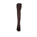Stivale sopra al ginocchio da donna in camoscio ed elasticizzato marrone con mezza cerniera tacco 6 - Misure disponibili: 32, 34, 43