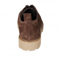 Chaussure richelieu à lacets avec bout droit pour femmes en daim marron talon 3 - Pointures disponibles:  42, 43, 44, 45