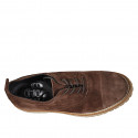 Zapato Oxford para mujer con cordones y puntera en gamuza marron tacon 3 - Tallas disponibles:  43, 45