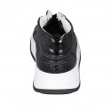 Zapato para mujer con cordones, plantilla extraible y cremallera en piel y charol negro y gris cuña 4 - Tallas disponibles:  42, 45
