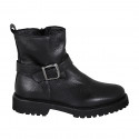 Woman's ankle boot with zipper and buckle in black leather heel 3 - Available sizes:  32