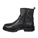 Botin para mujer con cremallera y hebilla en piel negra tacon 3 - Tallas disponibles:  32