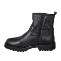 Woman's ankle boot with zipper and buckle in black leather heel 3 - Available sizes:  32